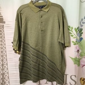 Focus~Golf Collar Polo Shirt Made In Italy~Size XL Cotton Light & Dark Green